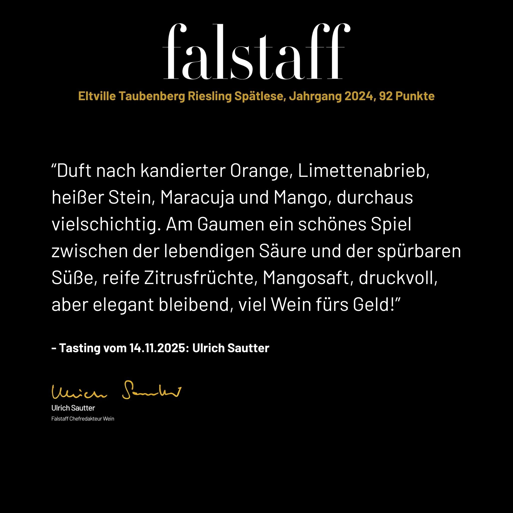 Riesling Spätlese süß Verkostungsnotizen - Weingut Ernst