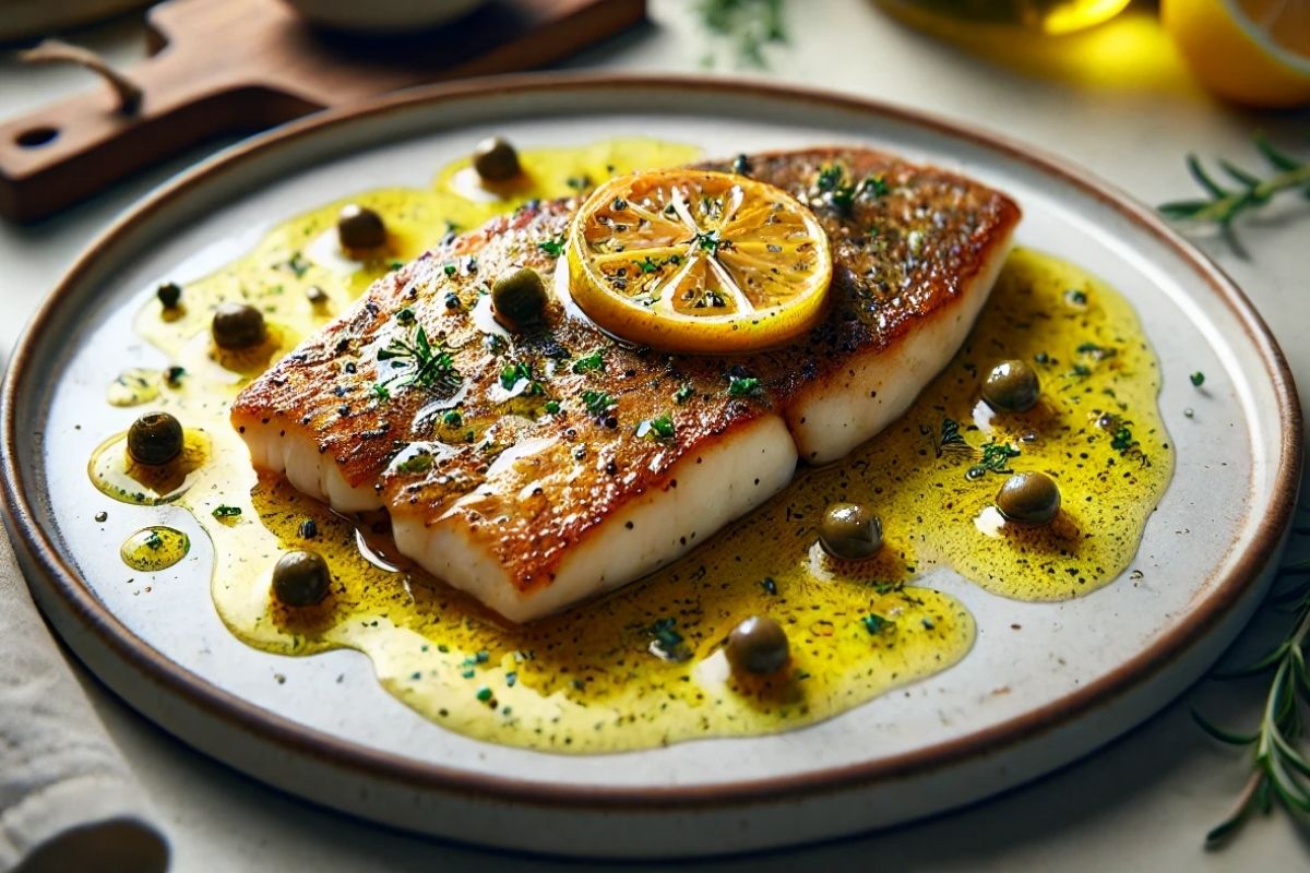 Gebratener Seeteufel mit Zitronen-Kapern-Butter