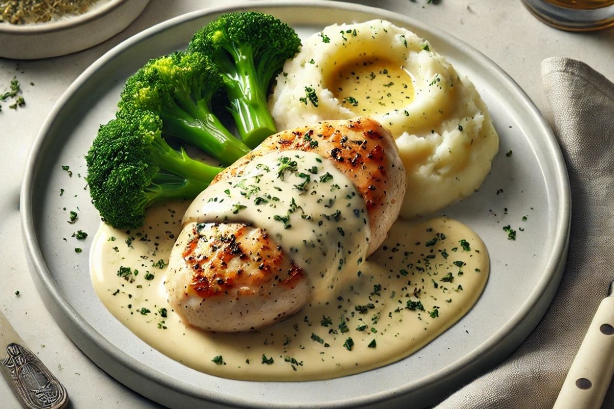 Hähnchenbrust in Weißwein-Sahne-Sauce