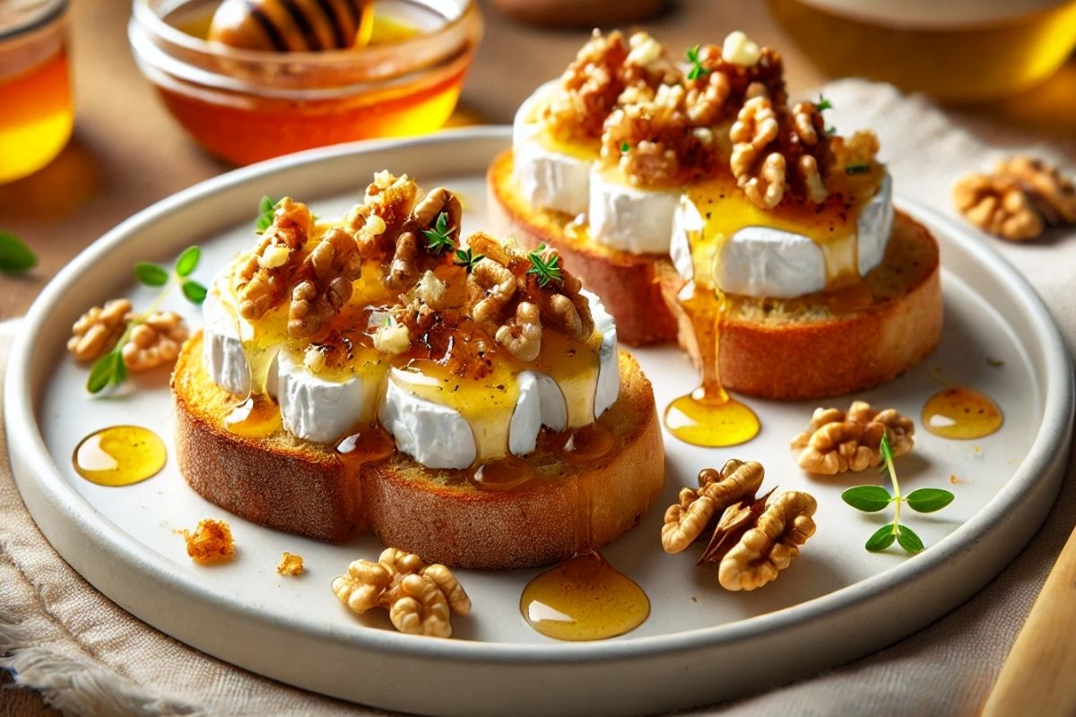 Ziegenkäse-Crostini mit Honig und Walnüssen