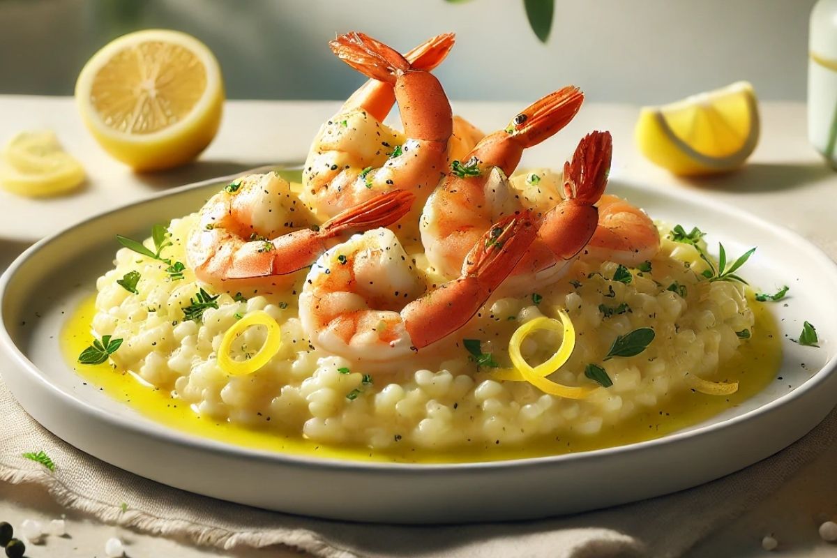 Zitronen-Risotto mit Garnelen
